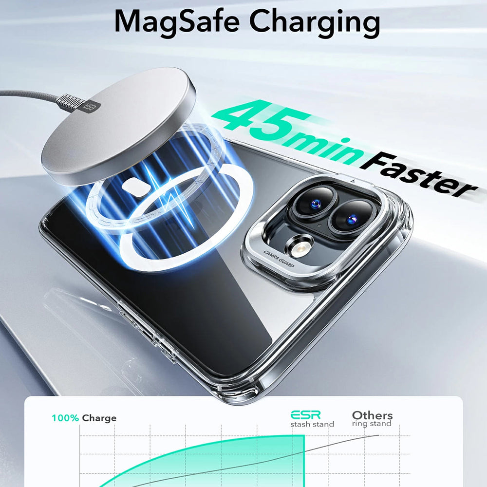 Pouzdro MagSafe pro Apple iPhone 16, ESR, Classic Hybrid Kickstand, Průhledné