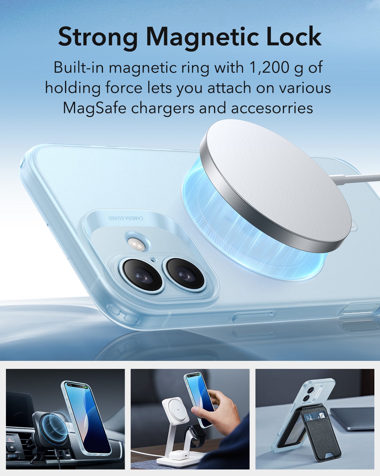 Pouzdro MagSafe pro Apple iPhone 16, ESR, Zero, Saténově modré