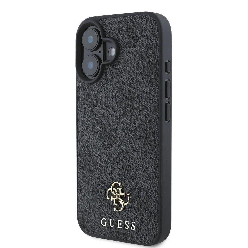 Pouzdro MagSafe pro Apple iPhone 16, Guess, 4G Classic, Černá