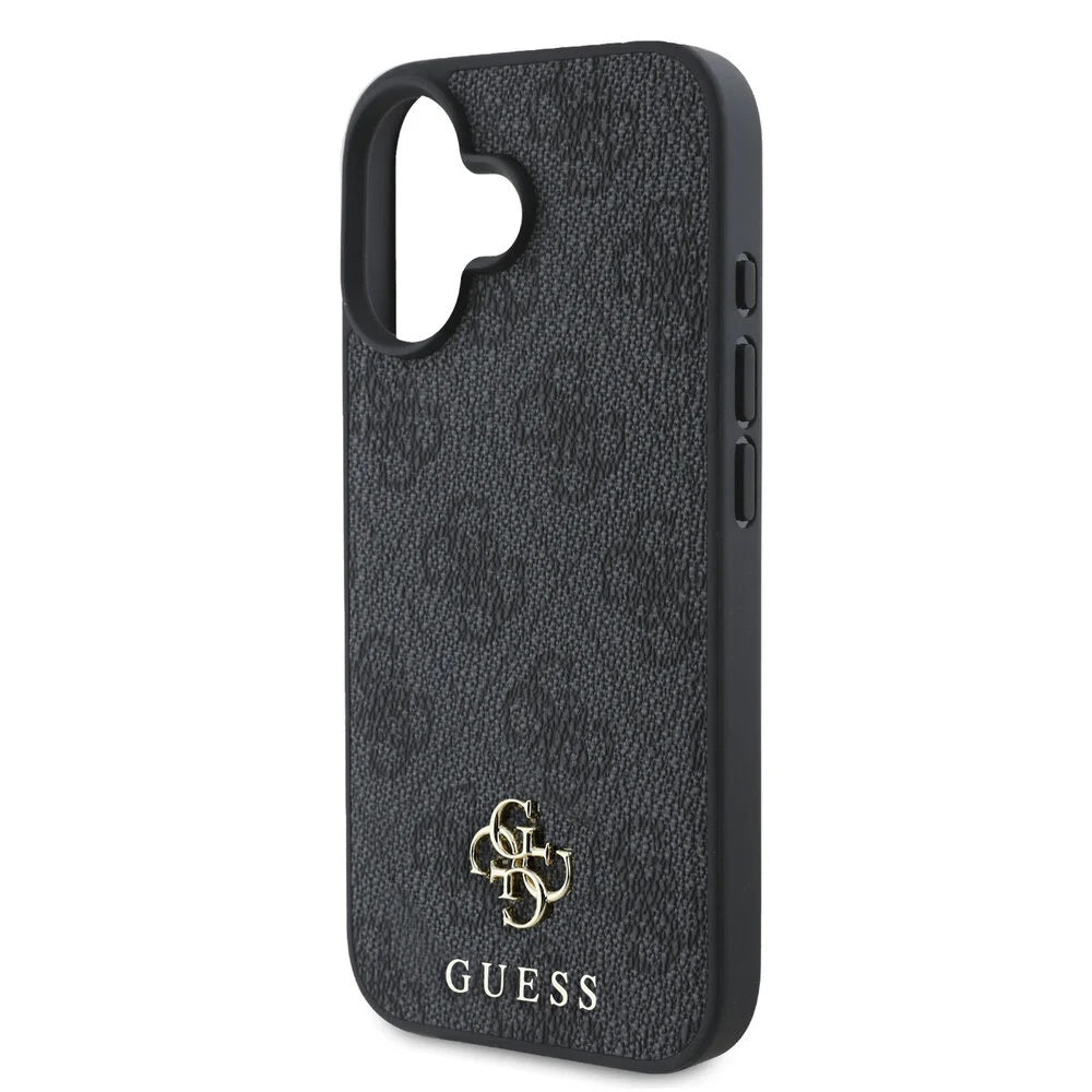 Pouzdro MagSafe pro Apple iPhone 16, Guess, 4G Classic, Černá