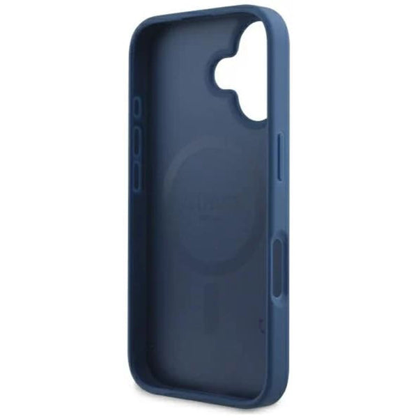 Pouzdro MagSafe pro Apple iPhone 16, Guess, 4G Printed Stripes, Modrá