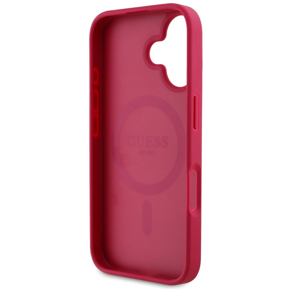 Pouzdro MagSafe pro Apple iPhone 16, Guess, Grained Flowers, Fuchsiová