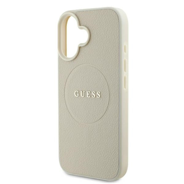 Pouzdro MagSafe pro Apple iPhone 16, Guess, Grained Gold Ring, Bežové