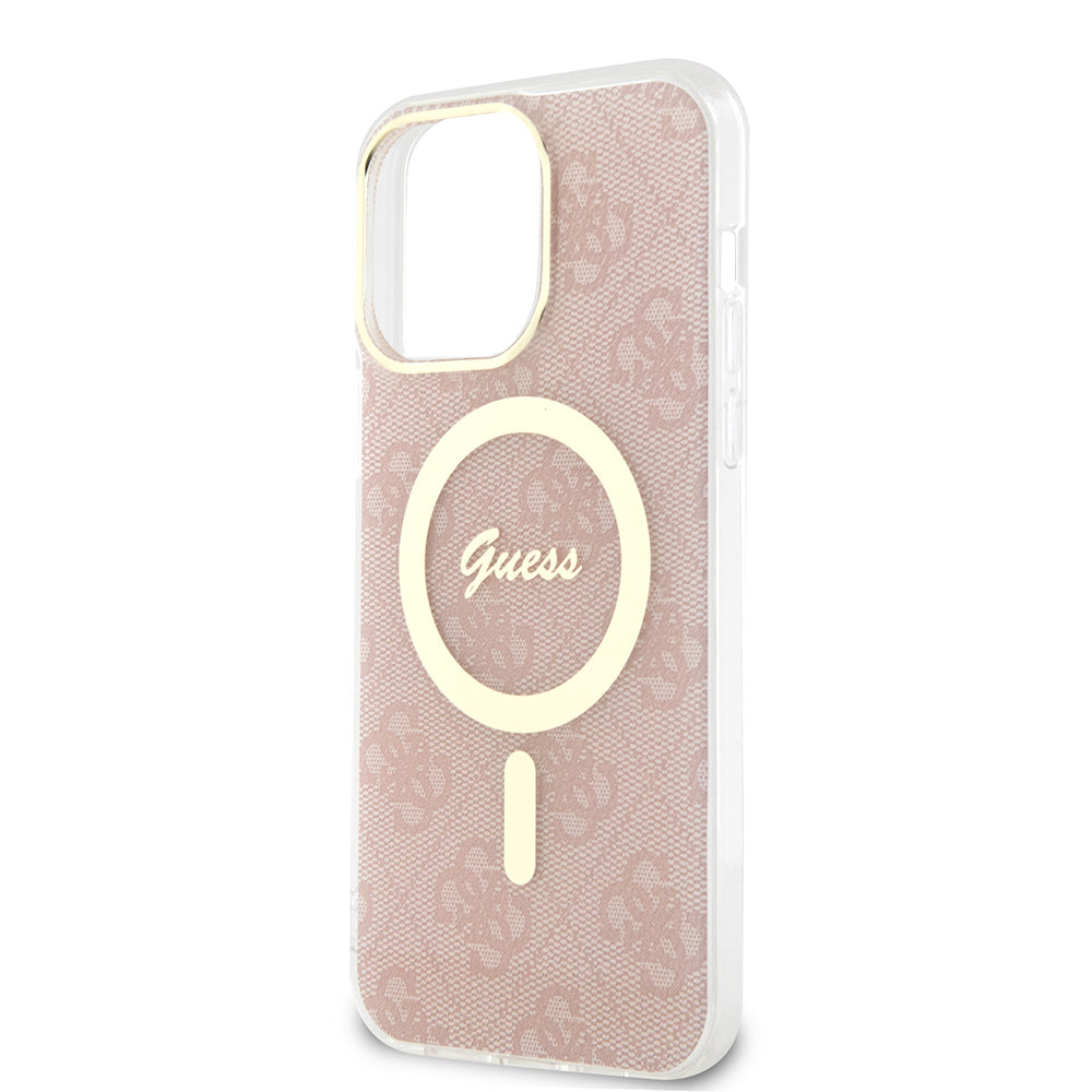 Pouzdro MagSafe pro Apple iPhone 16, Guess, IML 4G, Růžové