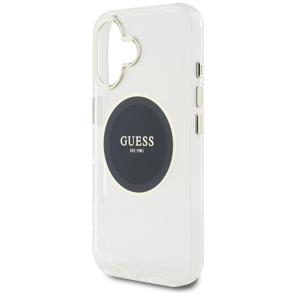 Pouzdro MagSafe pro Apple iPhone 16, Guess, IML Metal Colored Circle, Černá