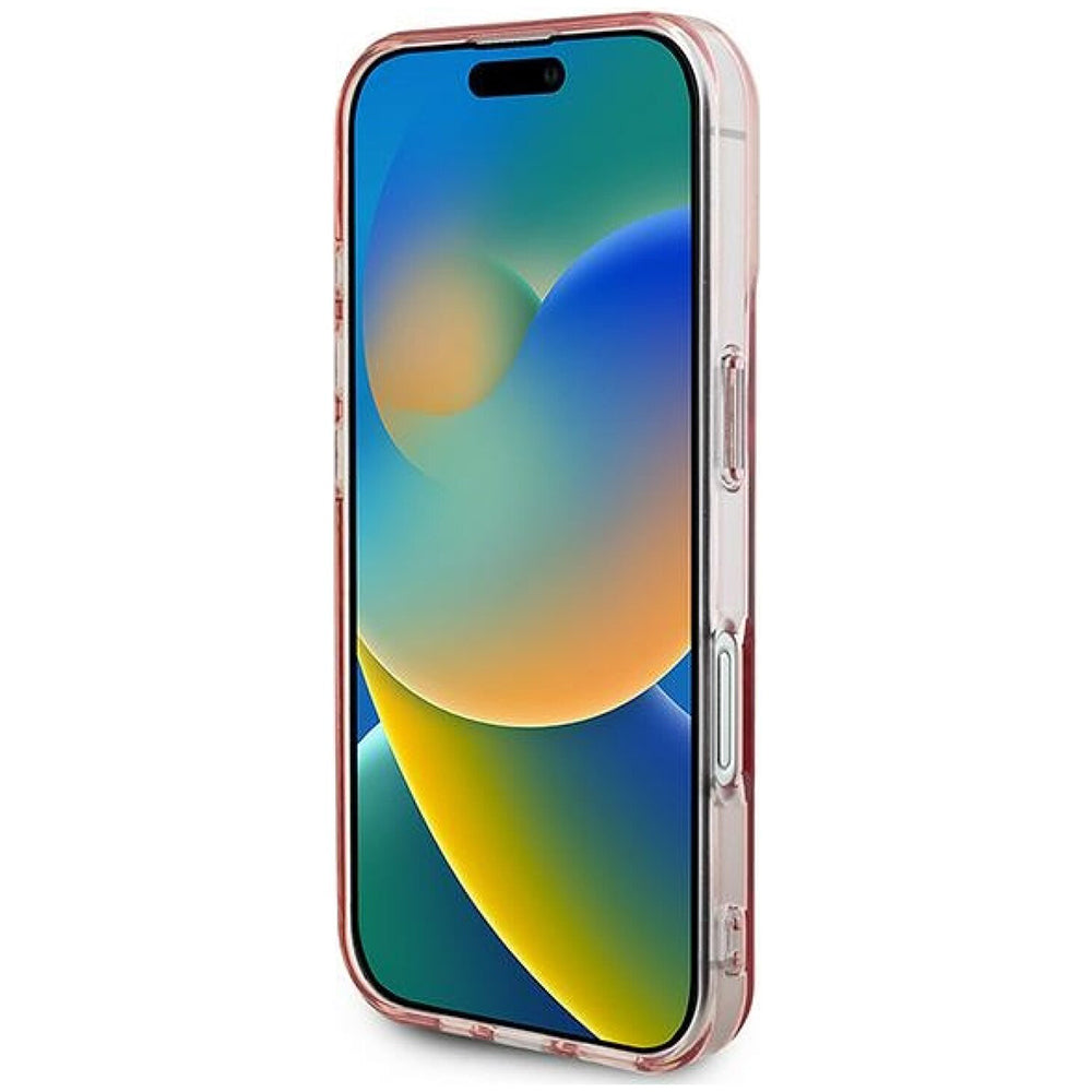 Pouzdro MagSafe pro Apple iPhone 16, Guess, IML Rhinestones Ring, Růžové GUHMP16SPFTDTEP