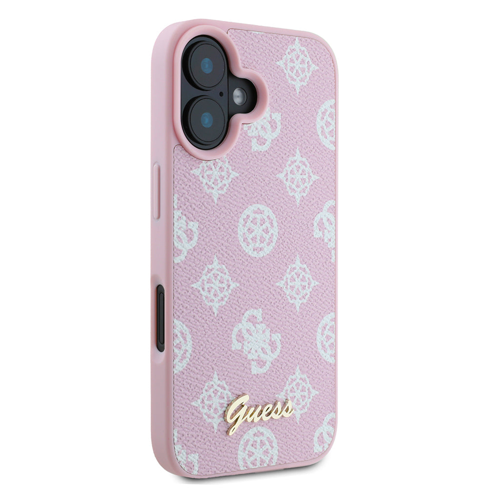 Pouzdro MagSafe pro Apple iPhone 16, Guess, Peony Script, Růžová