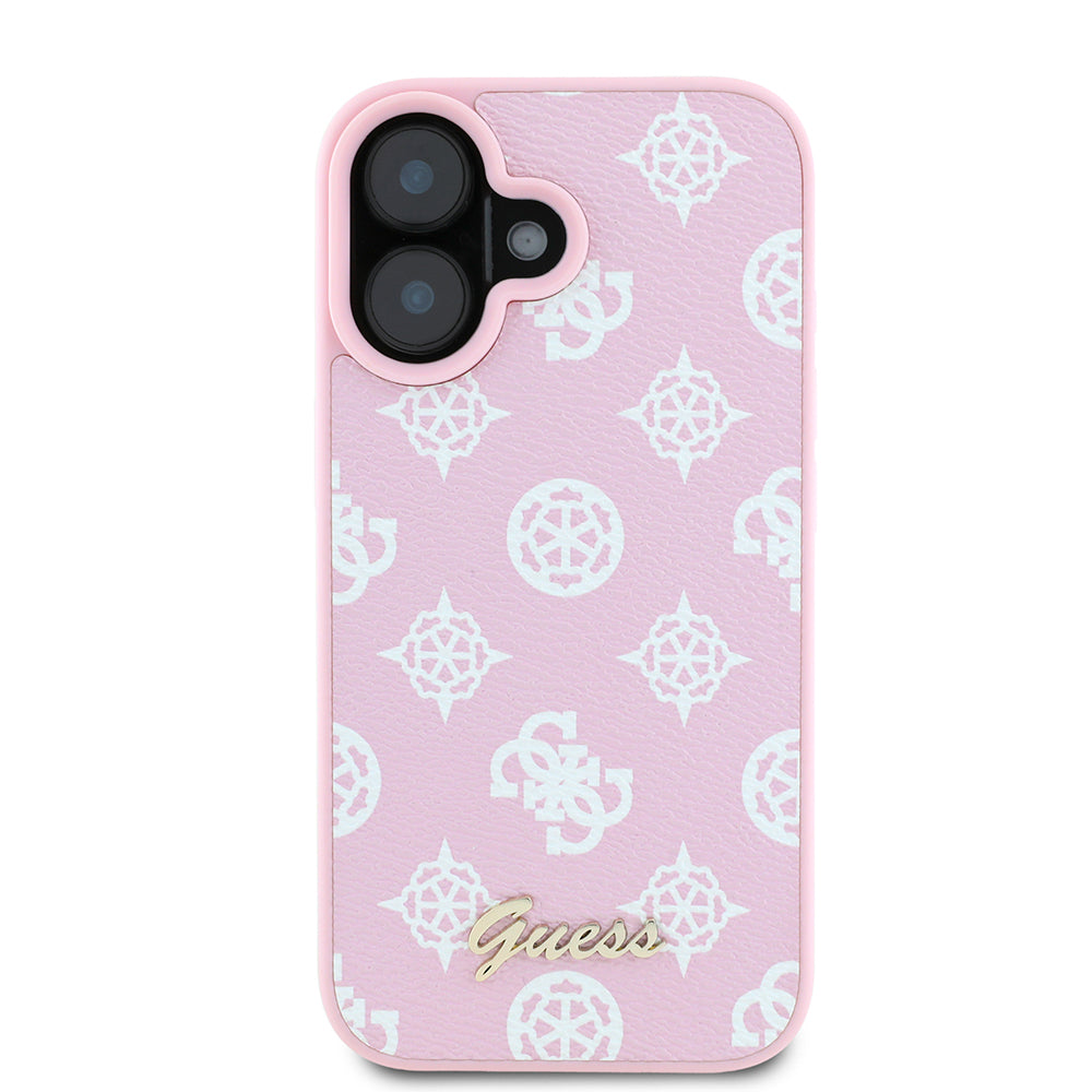 Pouzdro MagSafe pro Apple iPhone 16, Guess, Peony Script, Růžová