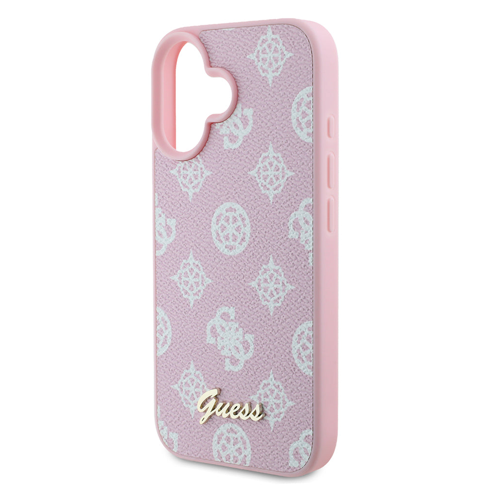 Pouzdro MagSafe pro Apple iPhone 16, Guess, Peony Script, Růžová