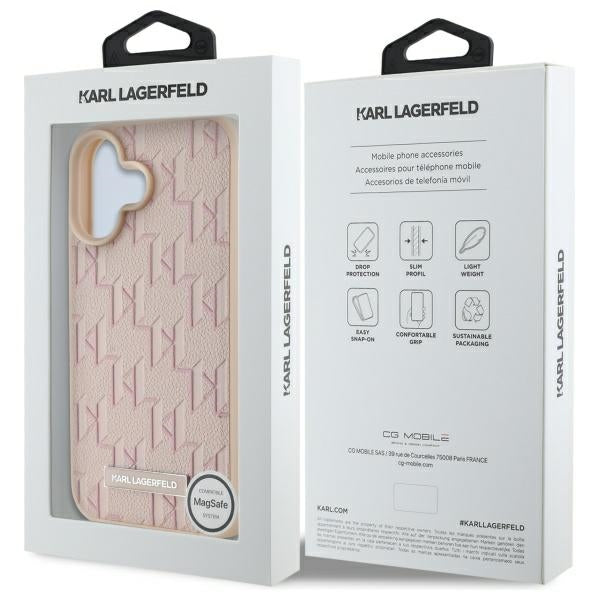 Pouzdro MagSafe pro Apple iPhone 16, Karl Lagerfeld, Hot Stamp, Růžové