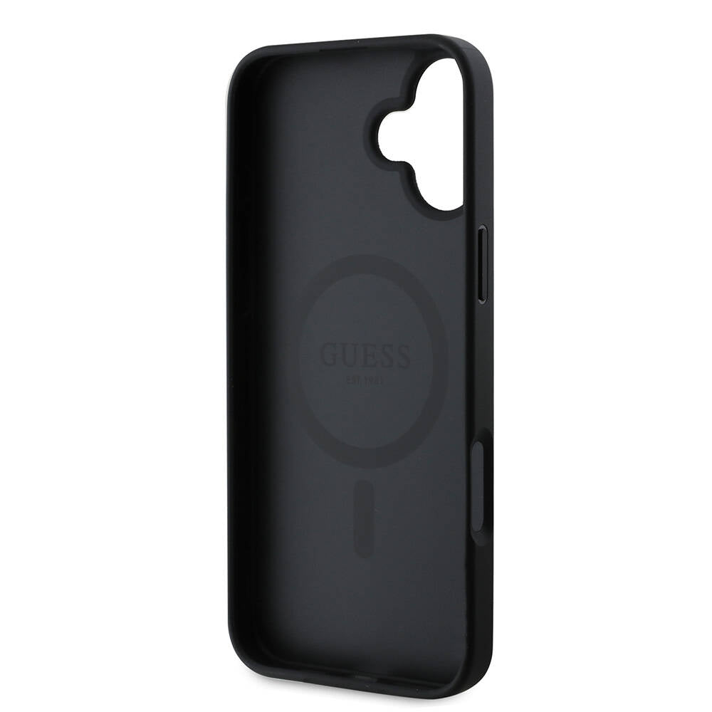 Pouzdro MagSafe pro Apple iPhone 16 Plus, Guess, 4G Printed Stripes, Černá