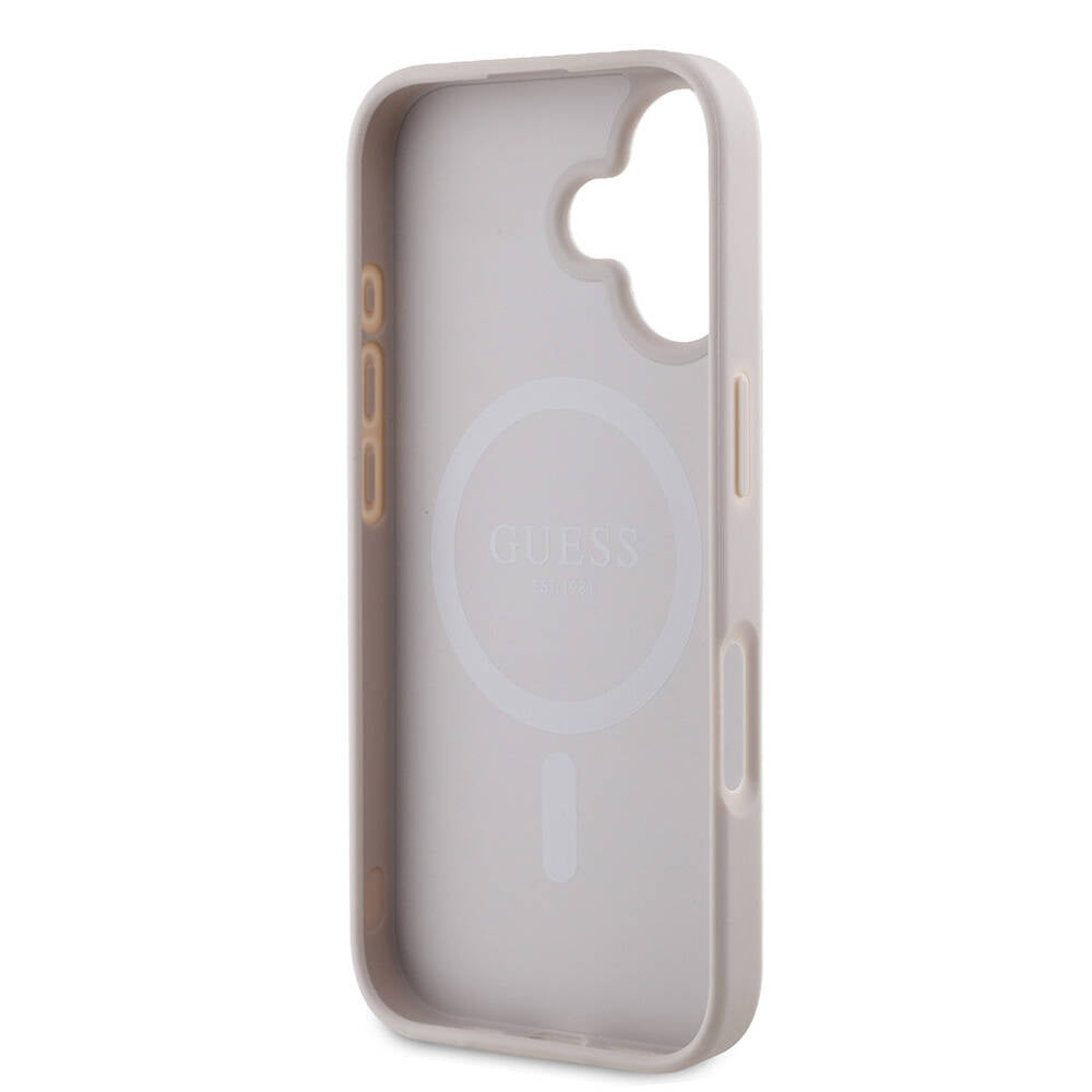 Pouzdro MagSafe pro Apple iPhone 16 Plus, Guess, 4G Printed Stripes, Růžové