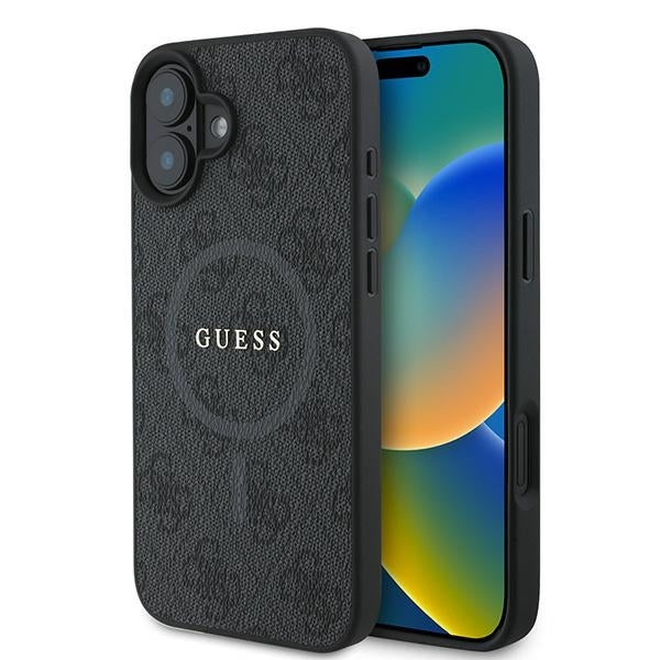 Pouzdro MagSafe pro Apple iPhone 16 Plus, Guess, 4G Ring Classic Logo, Černá