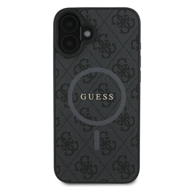 Pouzdro MagSafe pro Apple iPhone 16 Plus, Guess, 4G Ring Classic Logo, Černá