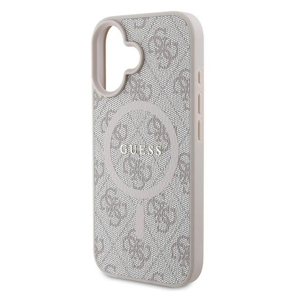 Pouzdro MagSafe pro Apple iPhone 16 Plus, Guess, 4G Ring Classic Logo, Růžové
