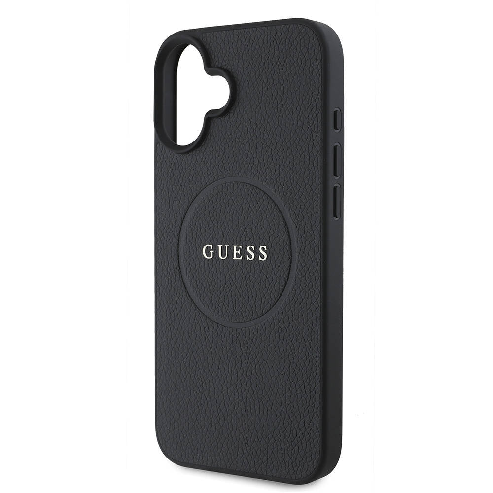 Pouzdro MagSafe pro Apple iPhone 16 Plus, Guess, Grained Gold Ring, Černá