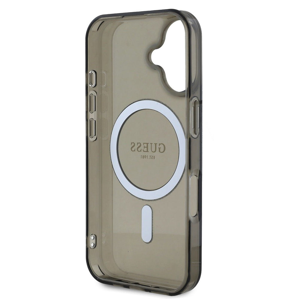 Pouzdro MagSafe pro Apple iPhone 16 Plus, Guess, IML Glitter Circle, Černá