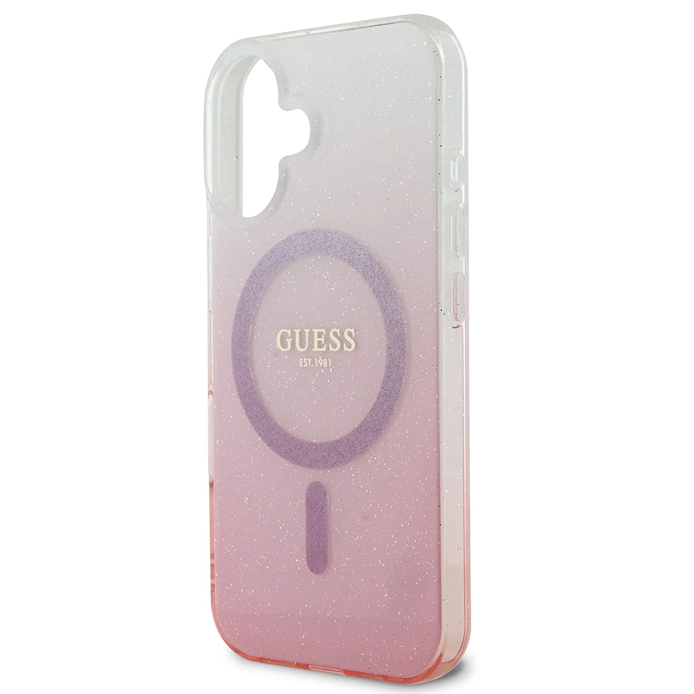 Pouzdro MagSafe pro Apple iPhone 16 Plus, Guess, IML Glitter Gradient, Hnědá