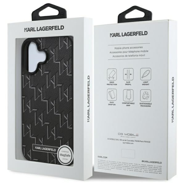 Pouzdro MagSafe pro Apple iPhone 16 Plus, Karl Lagerfeld, Hot Stamp, Černá