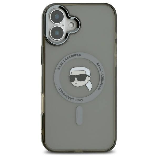 MagSafe Case for Apple iPhone 16 Plus, Karl Lagerfeld, IML Karl's Head, Black
