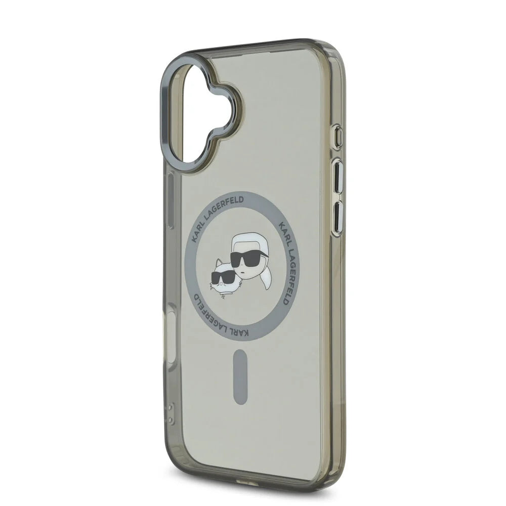 Pouzdro MagSafe pro Apple iPhone 16 Plus, Karl Lagerfeld, IML Metal Karl & Choupette's Heads, Černá