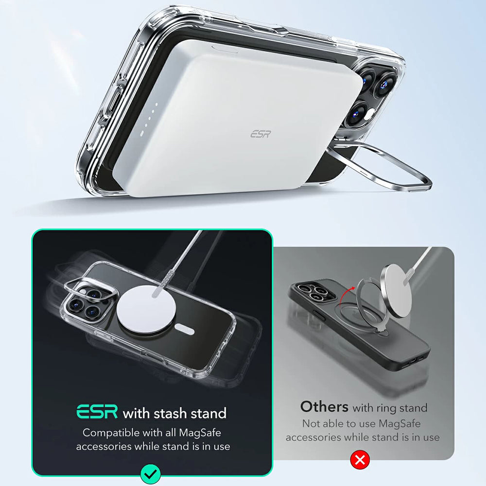 Pouzdro MagSafe pro Apple iPhone 16 Pro, ESR, Classic Hybrid Kickstand, Černé Transparentní