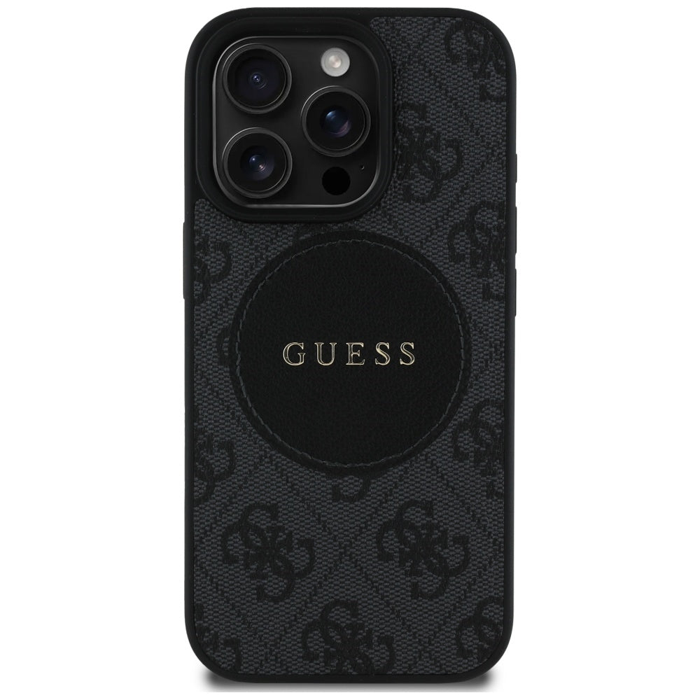 Pouzdro MagSafe pro Apple iPhone 16 Pro, Guess, 4G Circle Classic Logo, Černá