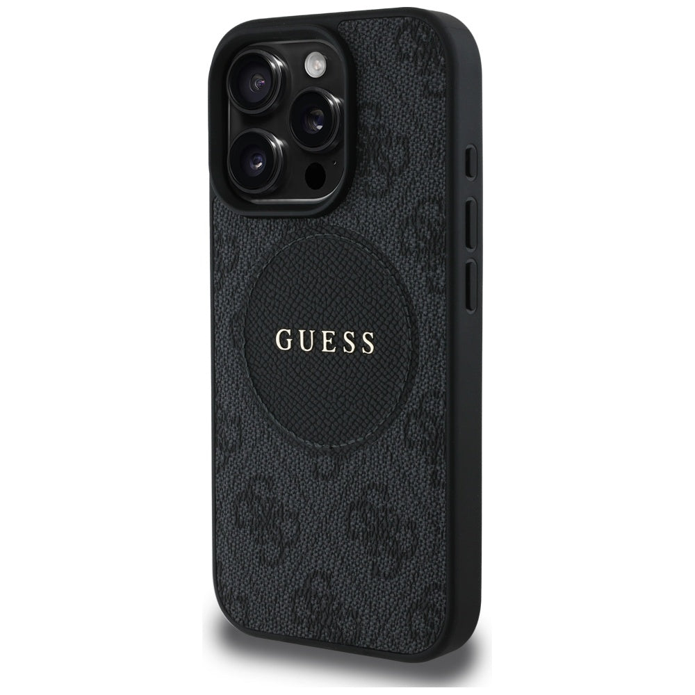 Pouzdro MagSafe pro Apple iPhone 16 Pro, Guess, 4G Circle Classic Logo, Černá