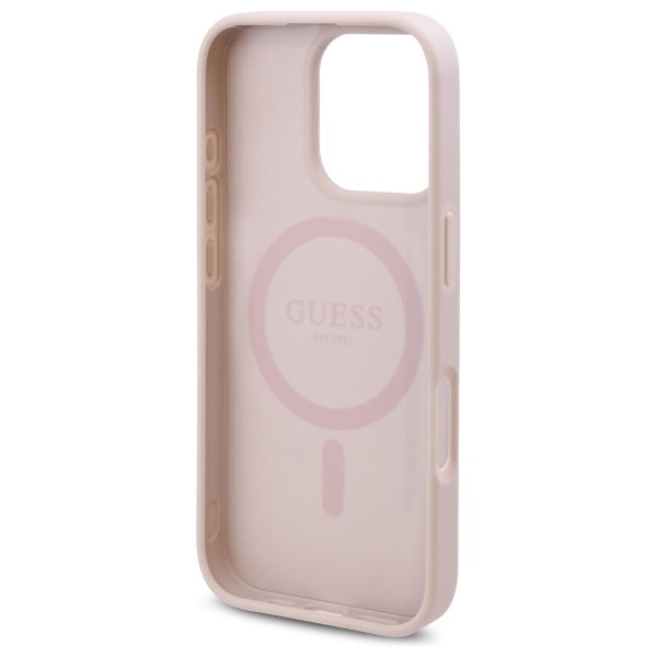 Pouzdro MagSafe pro Apple iPhone 16 Pro, Guess, 4G Flowers Print, Růžové
