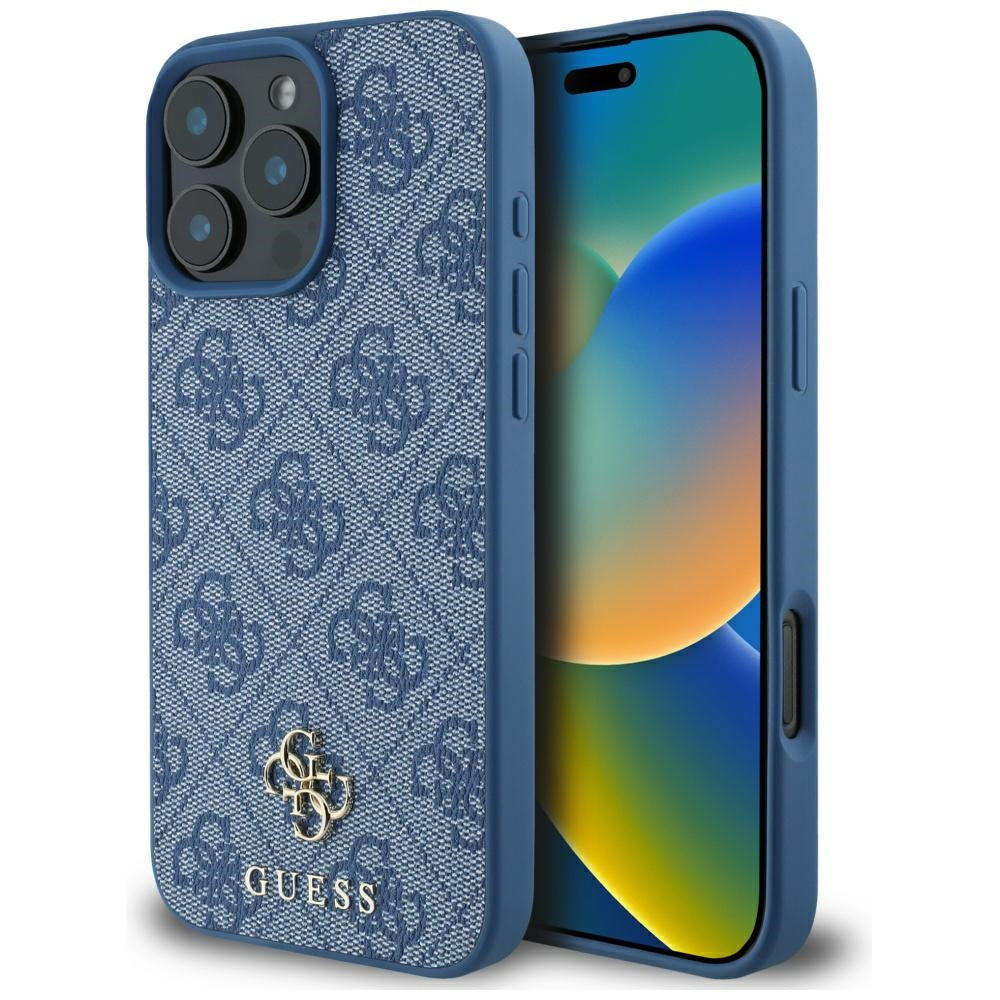 Pouzdro MagSafe pro Apple iPhone 16 Pro, Guess, 4G Small and Classic Logo, Modrá