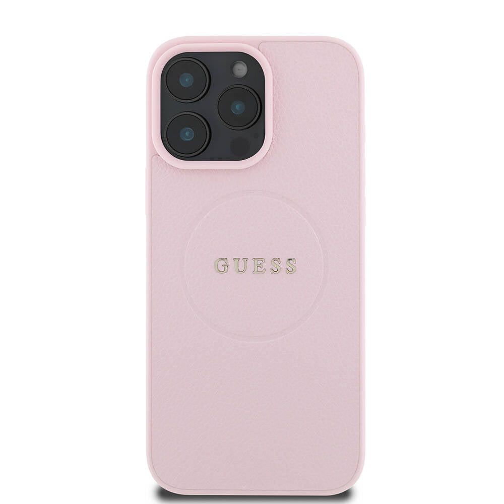 Pouzdro MagSafe pro Apple iPhone 16 Pro, Guess, Grained Gold Ring, Růžové