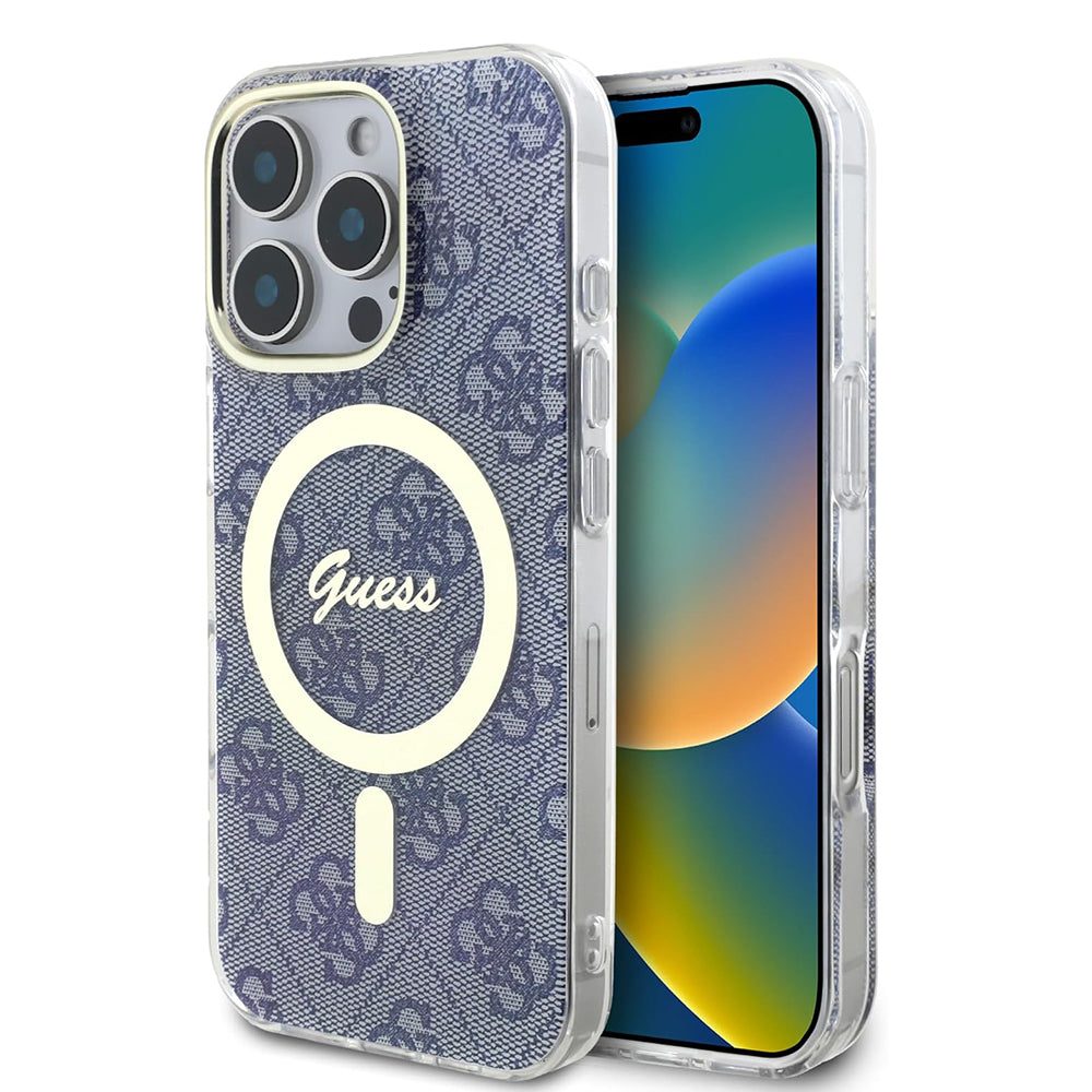 Pouzdro MagSafe pro Apple iPhone 16 Pro, Guess, IML 4G, Modrá