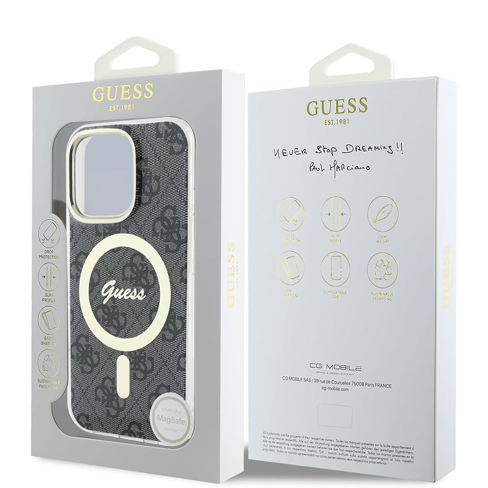 MagSafe Case for Apple iPhone 16 Pro, Guess, IML 4G, Black