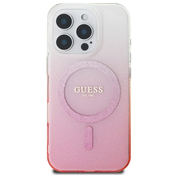 Pouzdro MagSafe pro Apple iPhone 16 Pro, Guess, IML Glitter Gradient, Růžové
