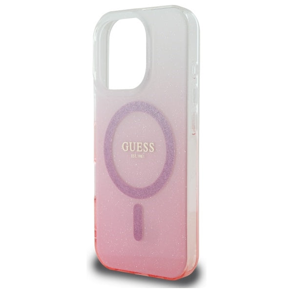 Pouzdro MagSafe pro Apple iPhone 16 Pro, Guess, IML Glitter Gradient, Růžové