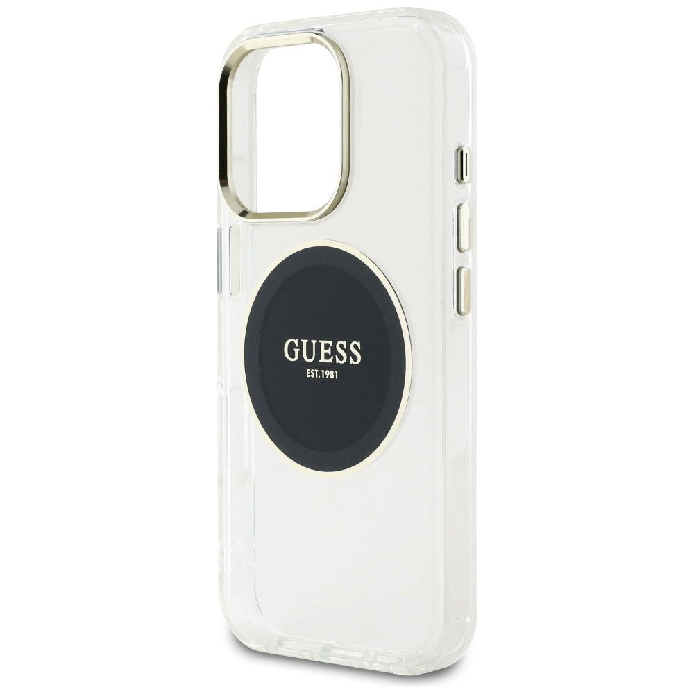 Pouzdro MagSafe pro Apple iPhone 16 Pro, Guess, IML Metal Colored Circle, Černá