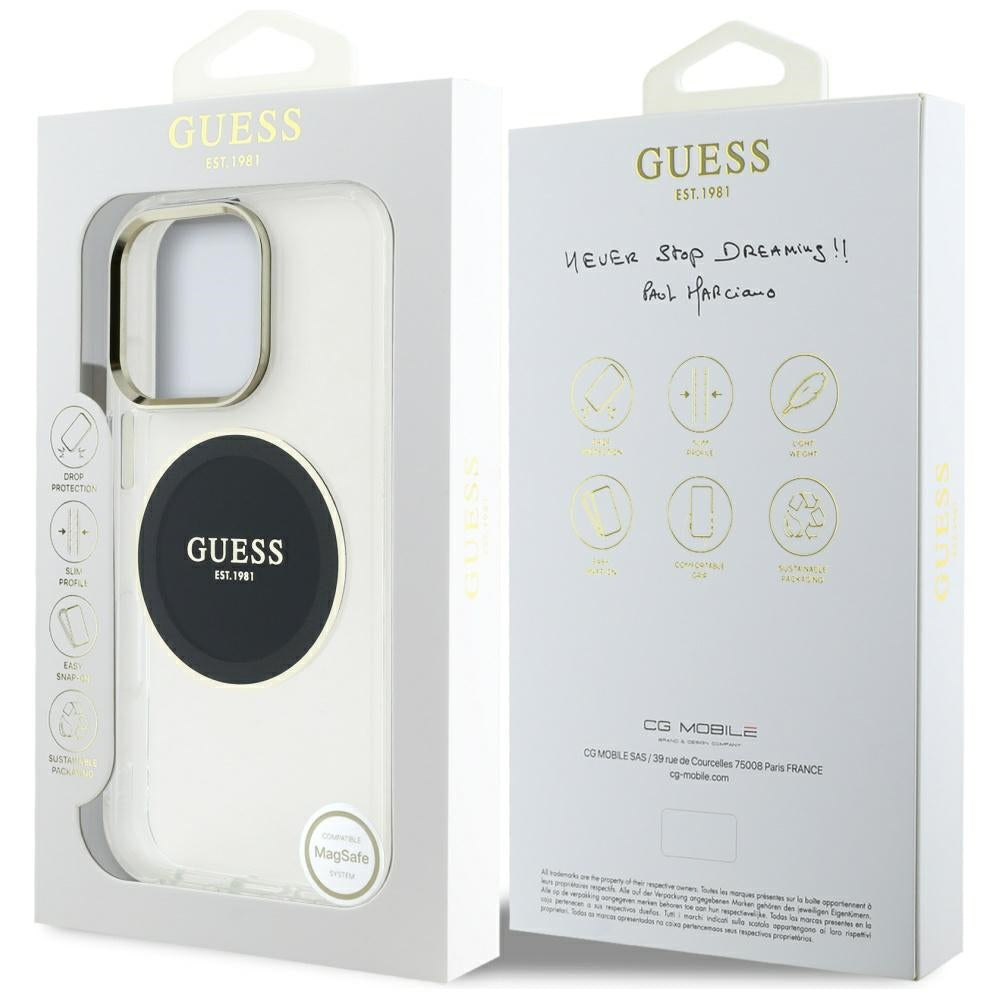 Pouzdro MagSafe pro Apple iPhone 16 Pro, Guess, IML Metal Colored Circle, Černá