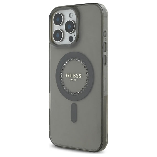 Pouzdro MagSafe pro Apple iPhone 16 Pro, Guess, IML Rhinestone, Černá