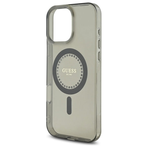 Pouzdro MagSafe pro Apple iPhone 16 Pro, Guess, IML Rhinestone, Černá