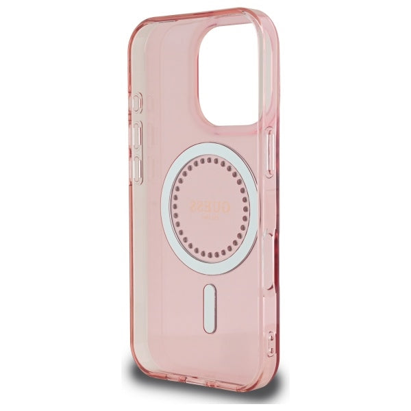 Pouzdro MagSafe pro Apple iPhone 16 Pro, Guess, IML Rhinestone, Růžové