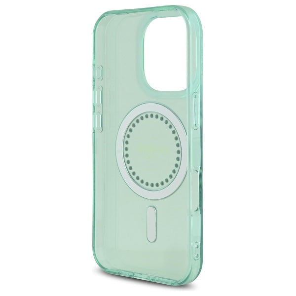 Pouzdro MagSafe pro Apple iPhone 16 Pro, Guess, IML Rhinestone, Zelená
