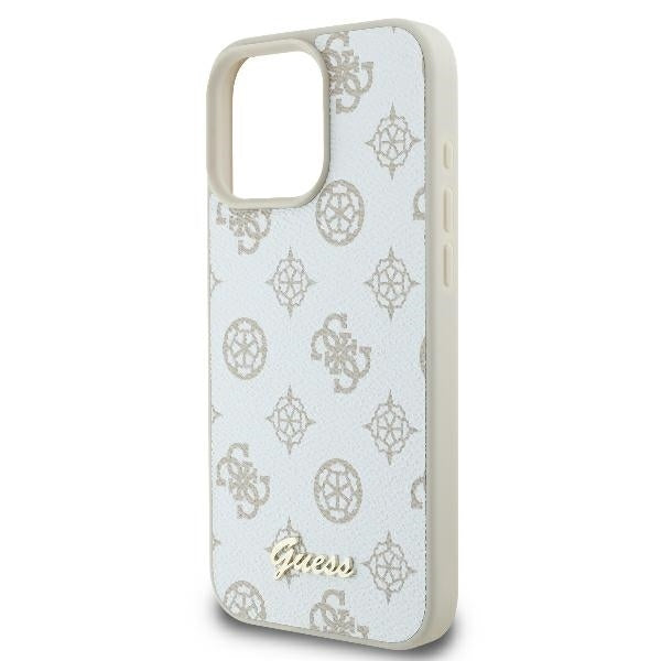 Pouzdro MagSafe pro Apple iPhone 16 Pro, Guess, Peony Script, Bílá