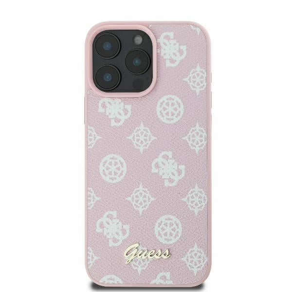 Pouzdro MagSafe pro Apple iPhone 16 Pro, Guess, Peony Script, Růžová