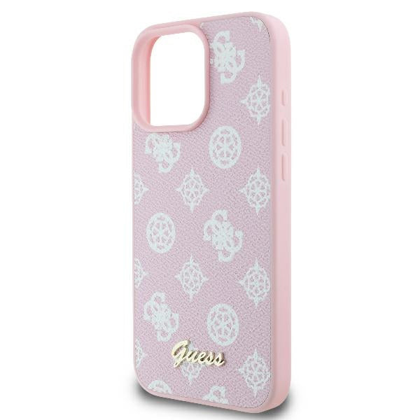 Pouzdro MagSafe pro Apple iPhone 16 Pro, Guess, Peony Script, Růžová