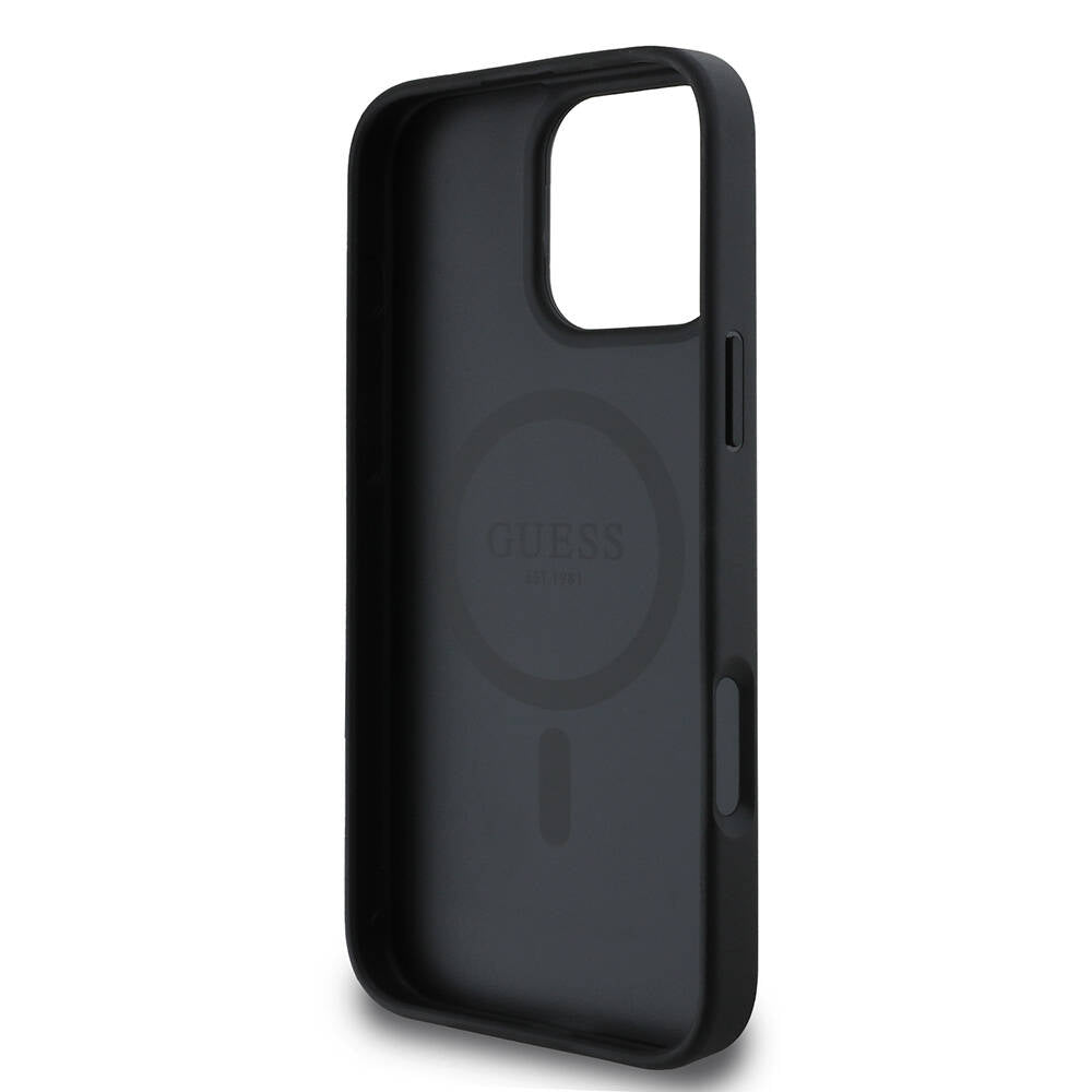 Pouzdro MagSafe pro Apple iPhone 16 Pro, Guess, Saffiano Classic Logo, Černá