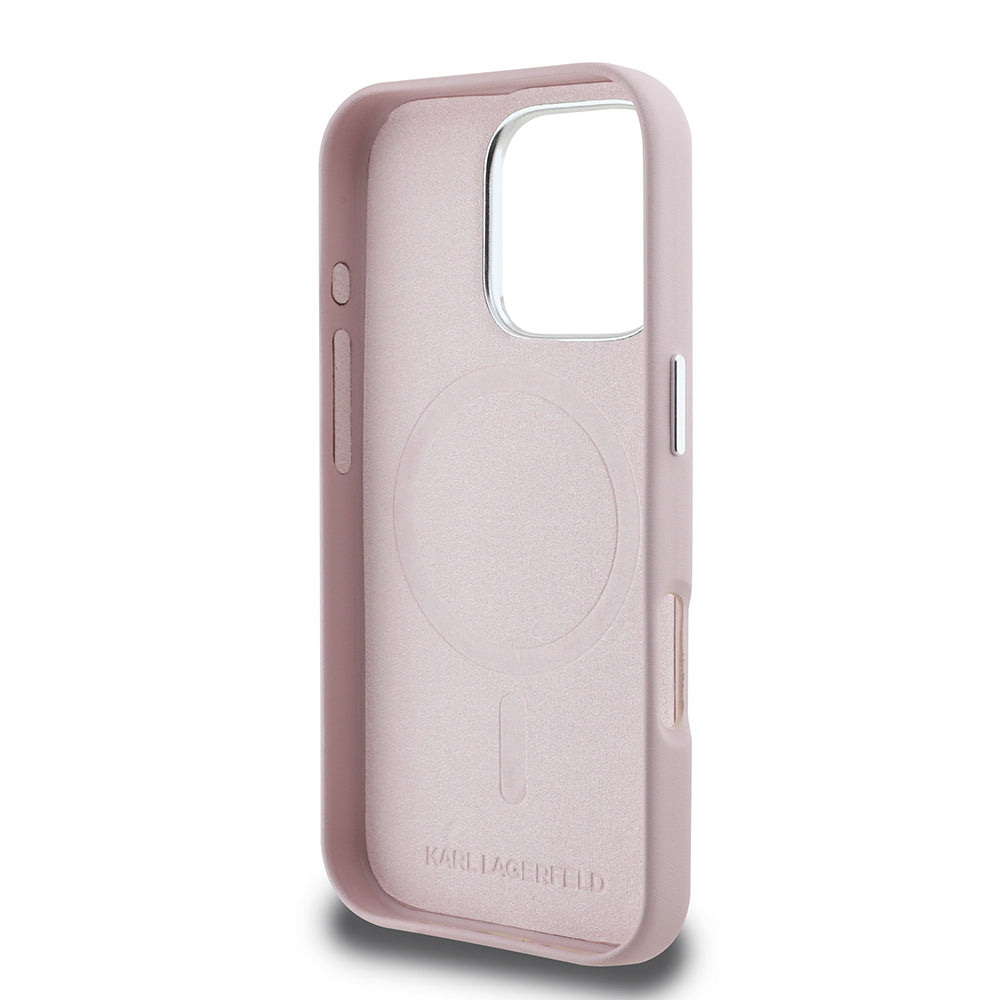MagSafe Case for Apple iPhone 16 Pro, Karl Lagerfeld, FW Metal Plate, Pink