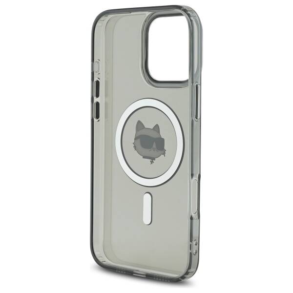 Pouzdro MagSafe pro Apple iPhone 16 Pro, Karl Lagerfeld, IML Metal Choupette's Head, Černá
