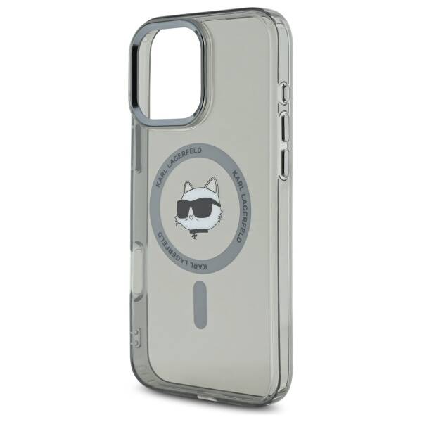 Pouzdro MagSafe pro Apple iPhone 16 Pro, Karl Lagerfeld, IML Metal Choupette's Head, Černá