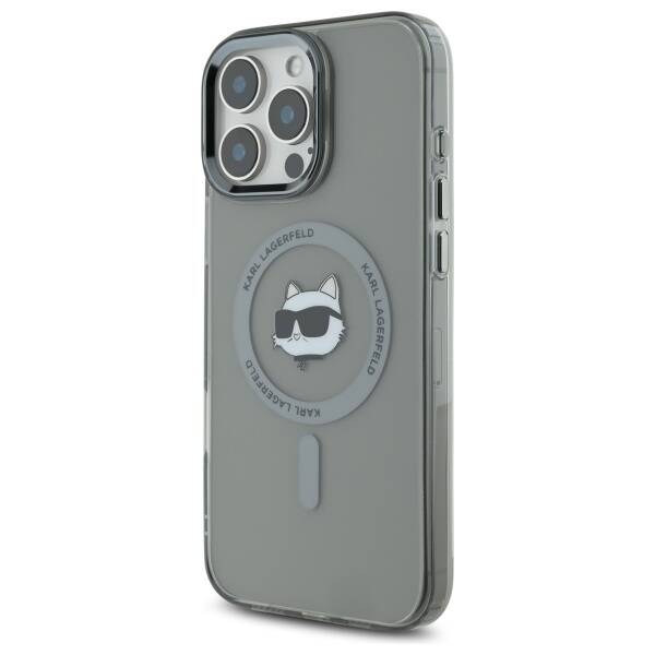 Pouzdro MagSafe pro Apple iPhone 16 Pro, Karl Lagerfeld, IML Metal Choupette's Head, Černá