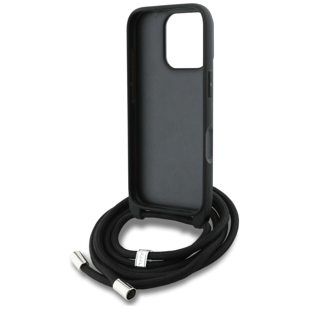 Pouzdro MagSafe pro Apple iPhone 16 Pro, Karl Lagerfeld, Saffiano Crossbody, Šedé